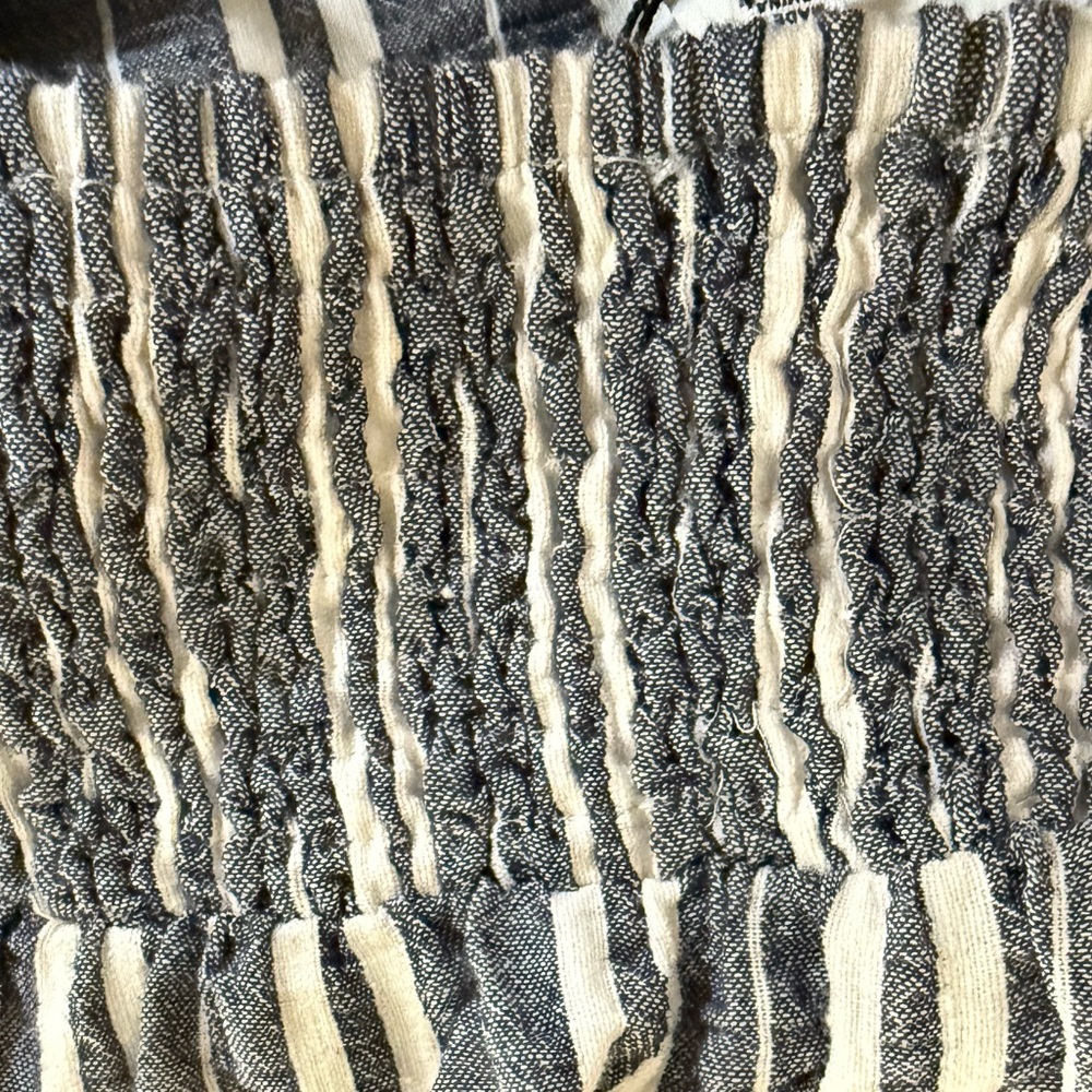 Striped Linen Blend Maxi Dress Adjustable Straps Flowy Bohemian Summer Dress - Picture 8 of 9